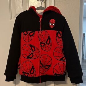 Red and Black Marvel Spider-Man Fleece Hoodie- Size 6